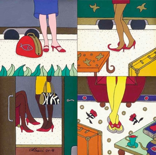 APPUNTI DI VIAGGIO acrilico su tela 70x70 - 2001