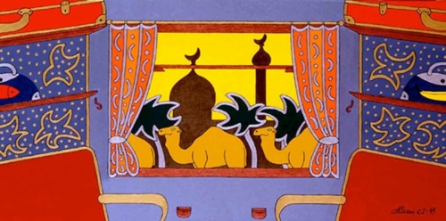 CAROVANA acrilico su tela 50x100 - 2001