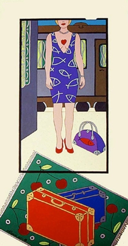 CON I PIEDI PER TERRA acrilico su tela 120x60 - 2001