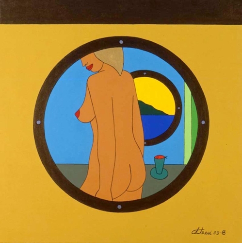 DALL'OBLO' acrilico su tela 70x70 - 2003