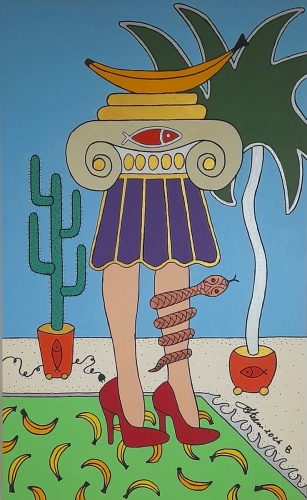 Donna colonna e banana 2024_80x60