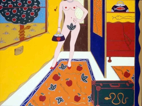 EVA IN VIAGGIO acrilico su tela 90x120 - 2001