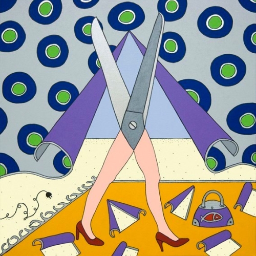 Forbice, acrilico su tela 80x80