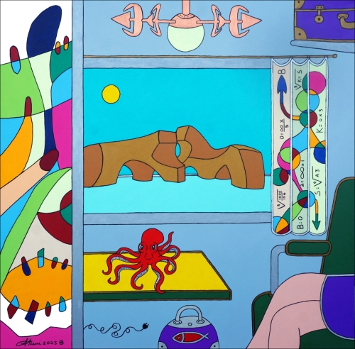 Giampaolo Atzeni_In treno alle Martianez_2024_100x100