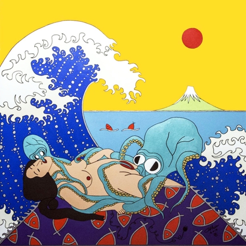 Giampaolo Atzeni__Il sogno della moglie del pescatore 2015_100x100_acrilico su tela