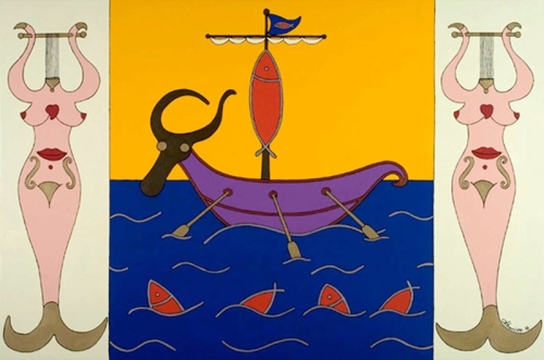 IL VIAGGIO DI ULISSE acrilico su tela 100x150 - 2004