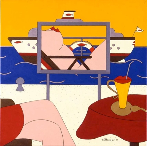 LA NAVE acrilico su tela 80x80 - 2004