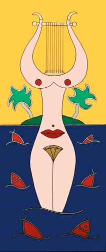 L'arpa, acrilico su tela 120x60