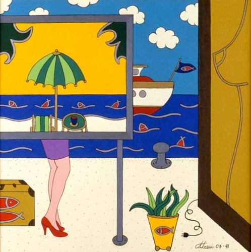 SOGNANDO LA SPIAGGIA acrilico su tela 70x70 - 2004