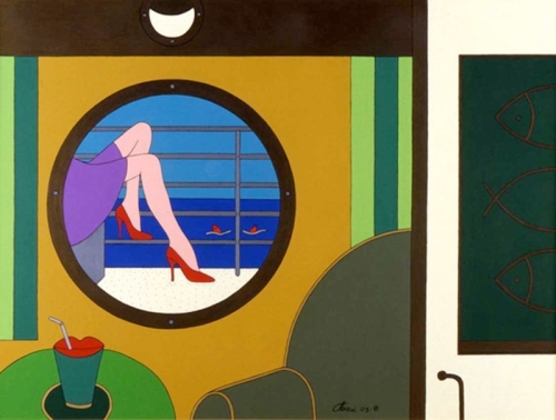 UNO SGUARDO SUL PONTE acrilico su tela 90x120 - 2003